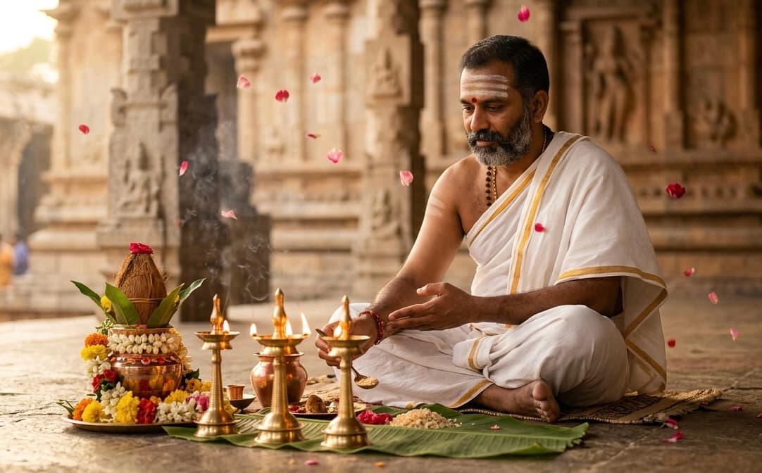 Verified pandit performing Deepavali puja ceremony